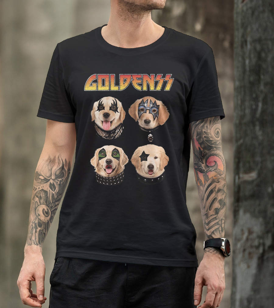 GOLDENSS With Dogs In Iconic Rock Band Makeup Styles T-Shirt