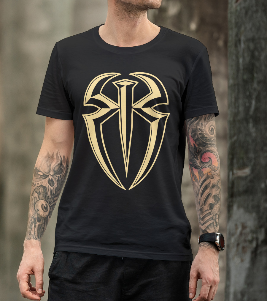 Roman Reigns Gold Tribal Crest Logo WWE Merchandising T-Shirt