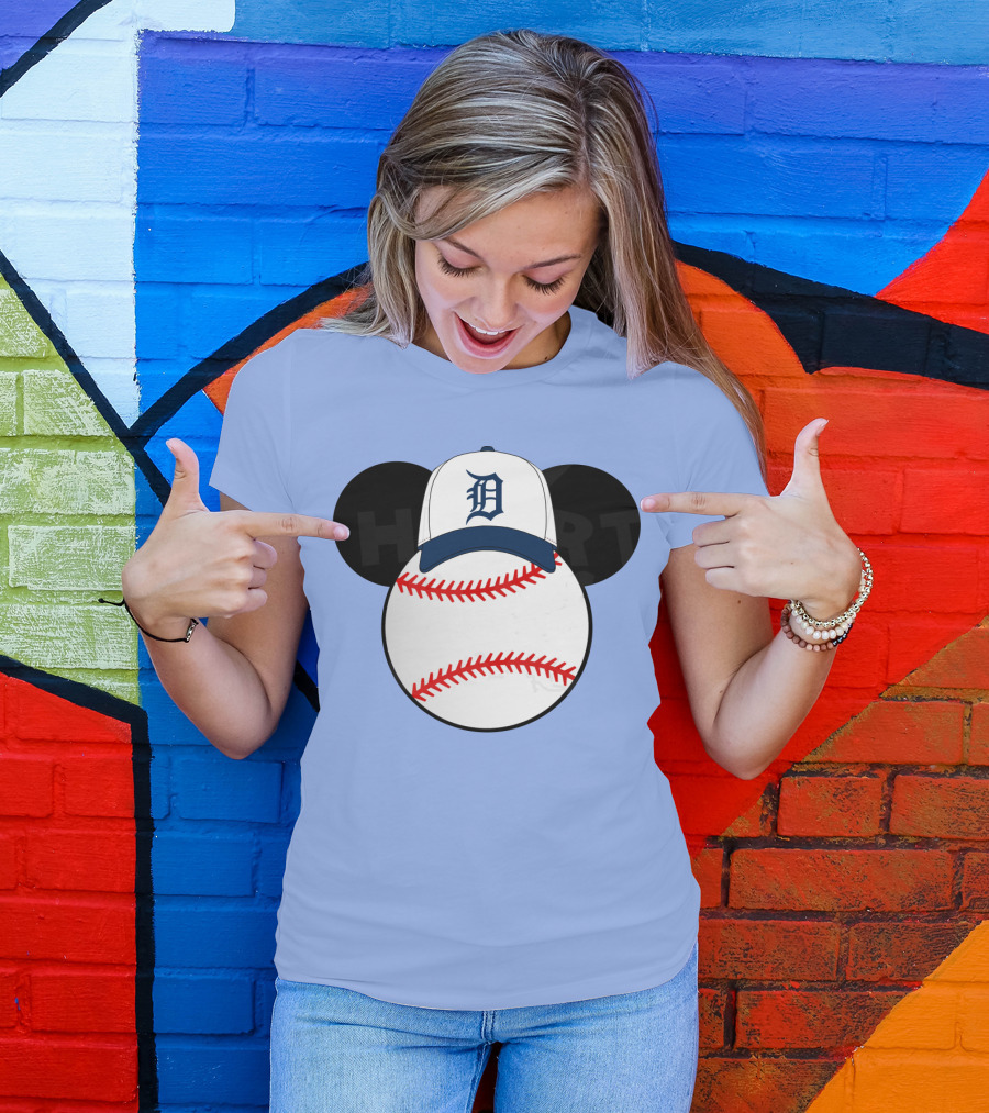 Detroit Tigers Mickey Mouse Ears Baseball Cap T-Shirt
