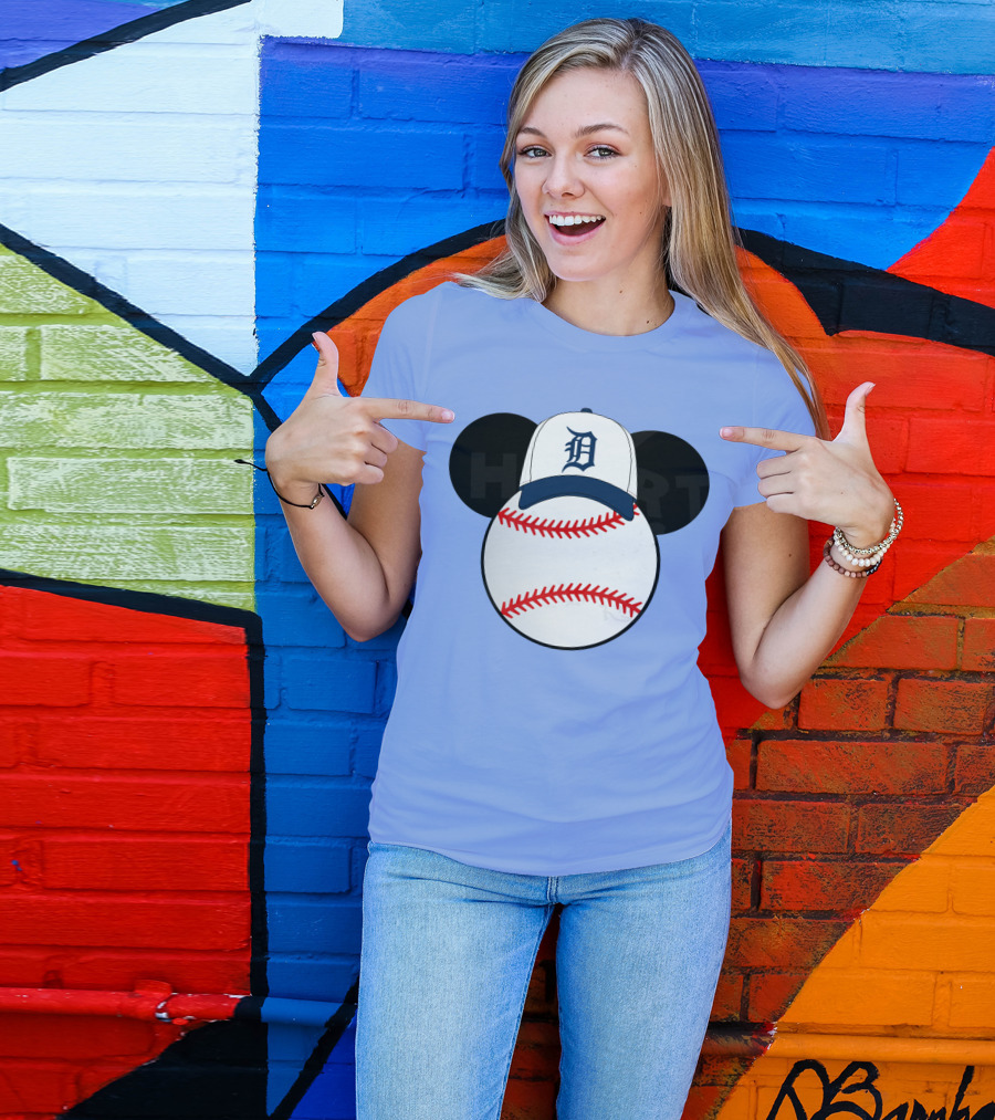 Detroit Tigers Mickey Mouse Ears Baseball Cap T-Shirt