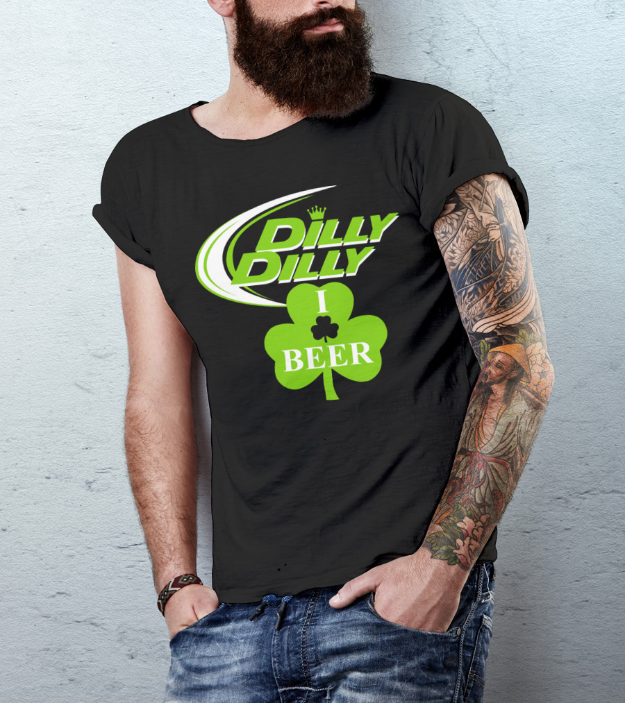 Dilly Dilly I Shamrock Beer Green Clover With Crown T-Shirt
