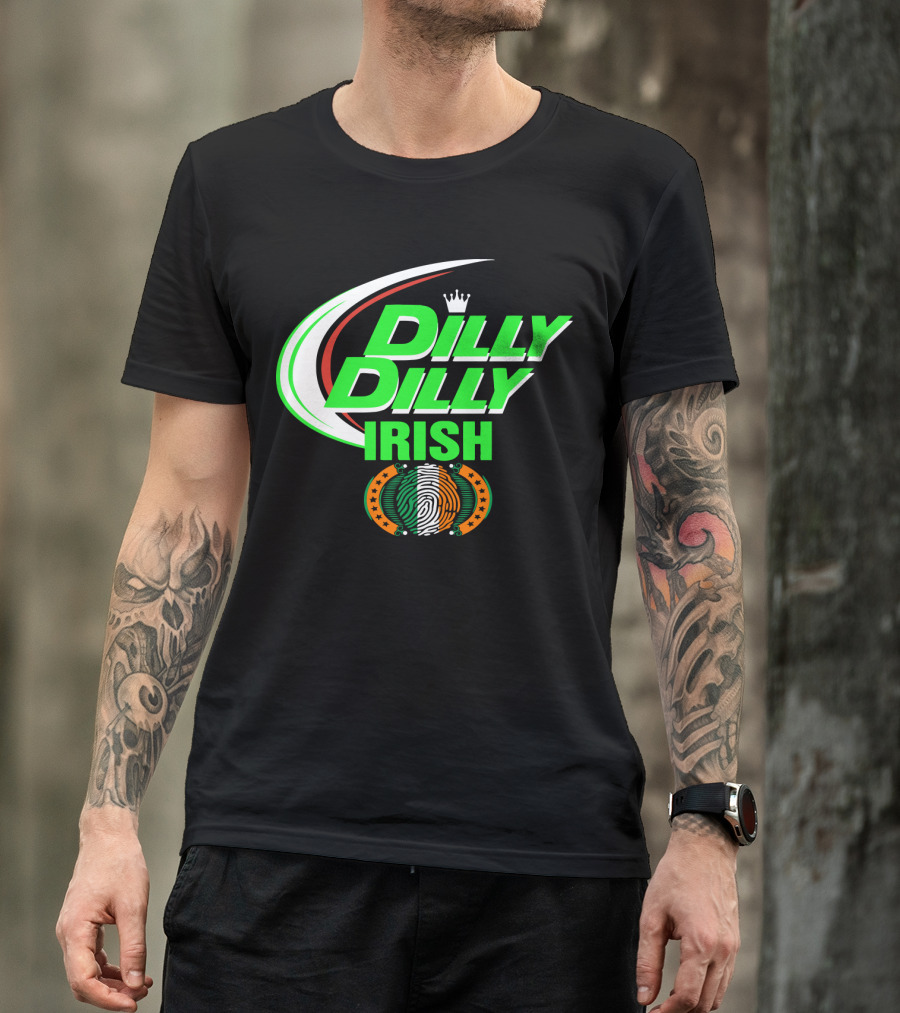 Dilly Dilly Irish St Patrick's Day With Irish Flag And Crown Motif T-Shirt