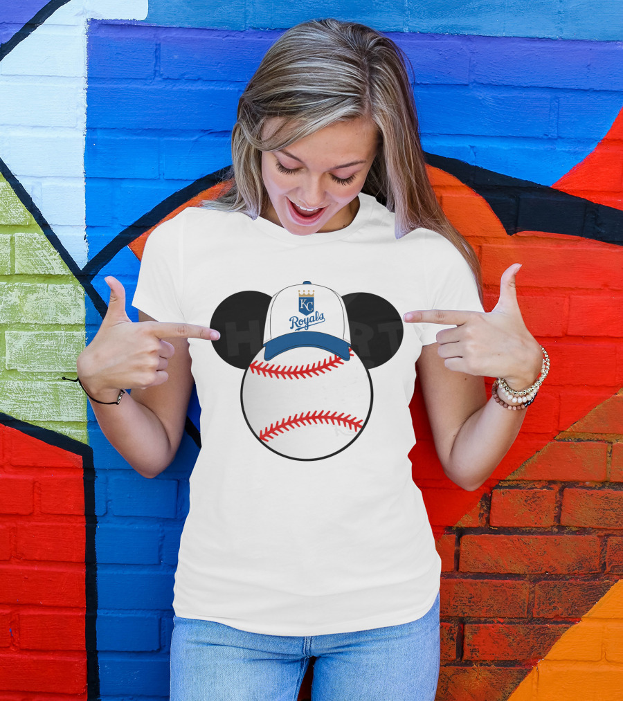Kansas City Royals Baseball Cap Mickey Ears Heart T-Shirt