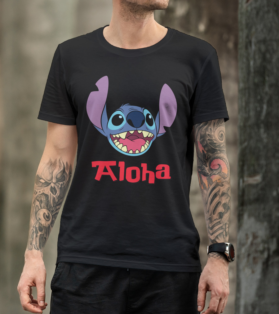 Lilo And Stitch Aloha Stitch Iconic Blue Character Smile T-Shirt