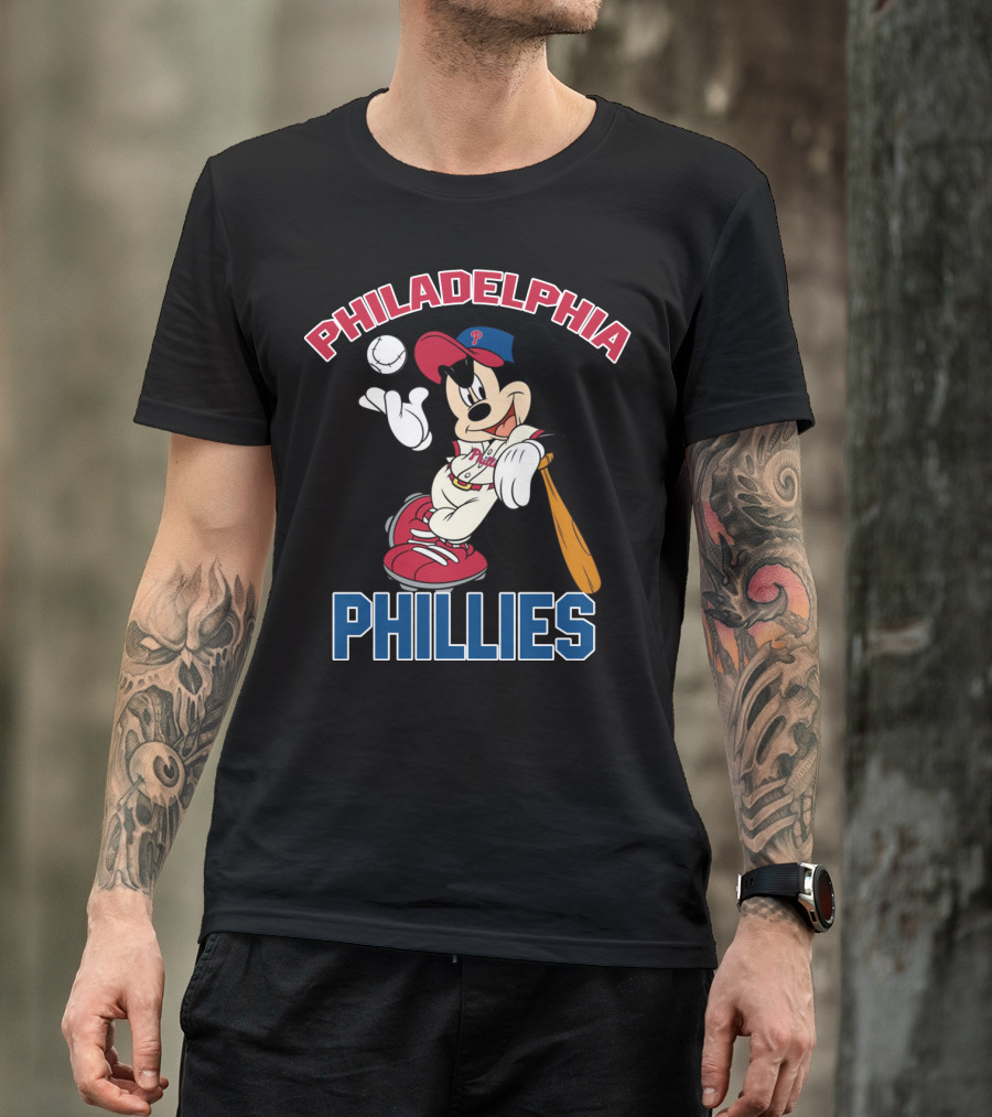 Philadelphia Phillies Mickey Mouse Baseball Player T-Shirt