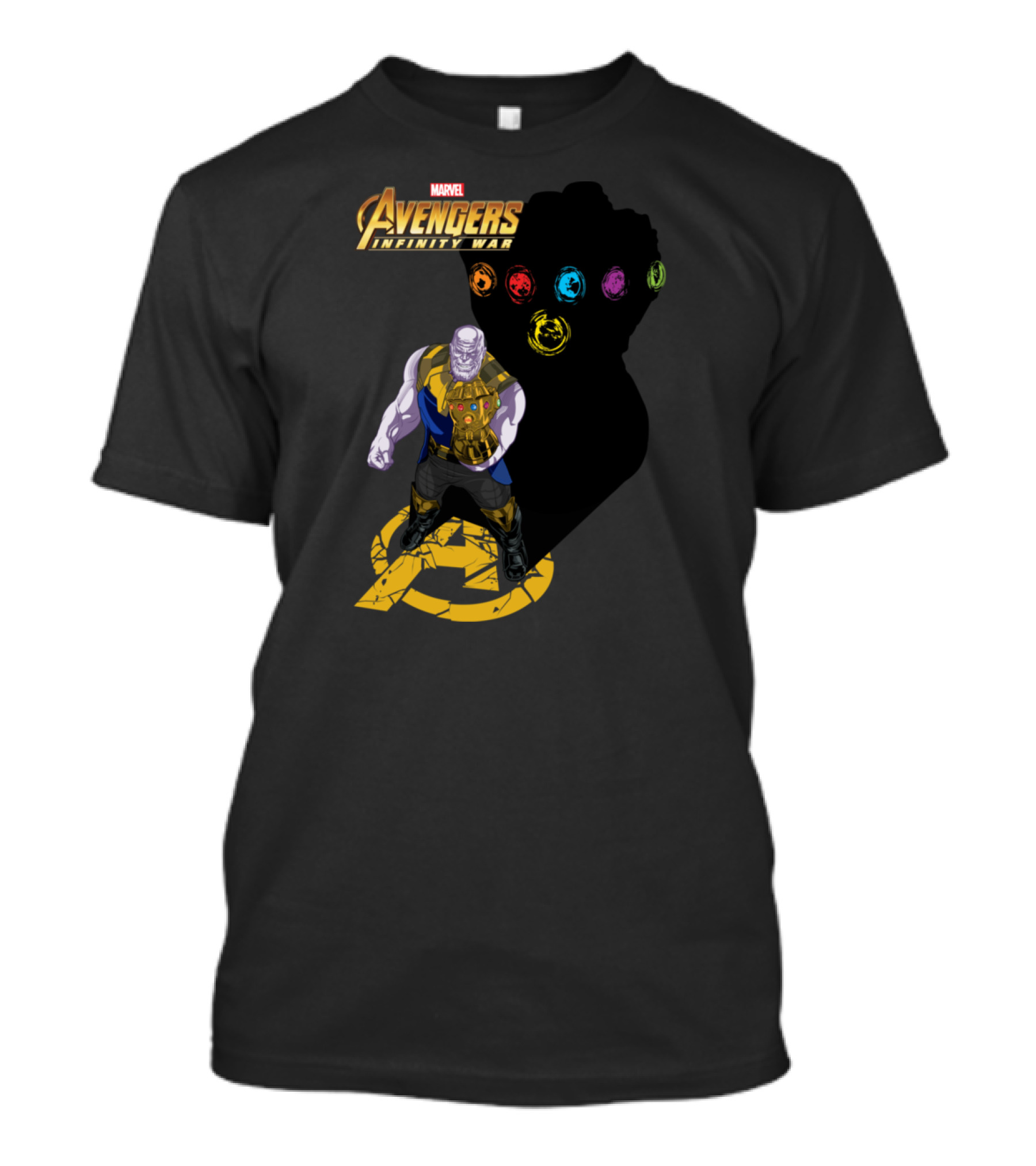 Avengers Infinity War Thanos With Gauntlet And Infinity Stones Shadow Marvel T-Shirt