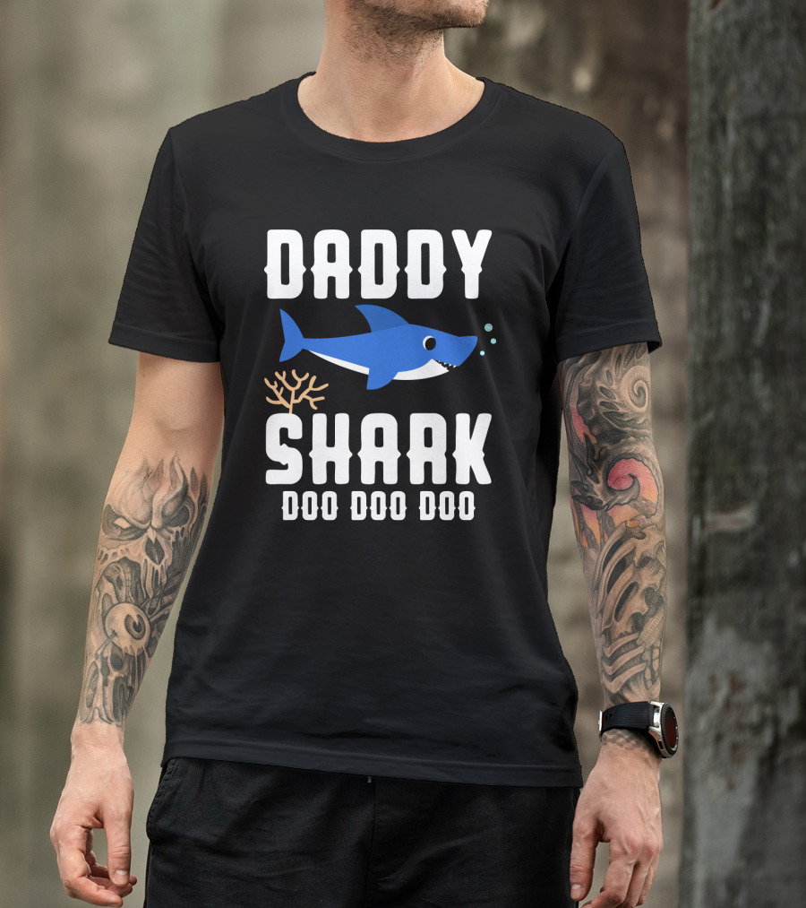 Daddy Shark Doo Doo Doo From Son Daughter Family Gift T-Shirt