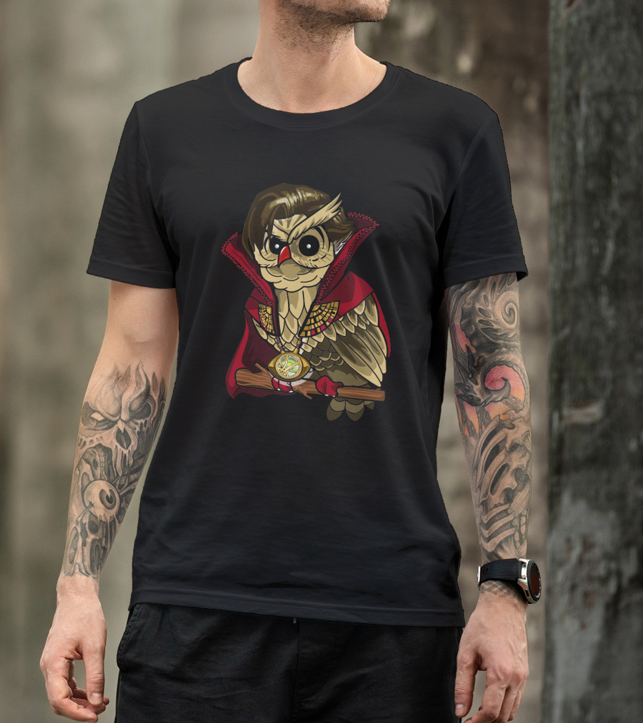 Dr. Strange Owl Parody Cape And Amulet Creative Superhero Fusion T-Shirt
