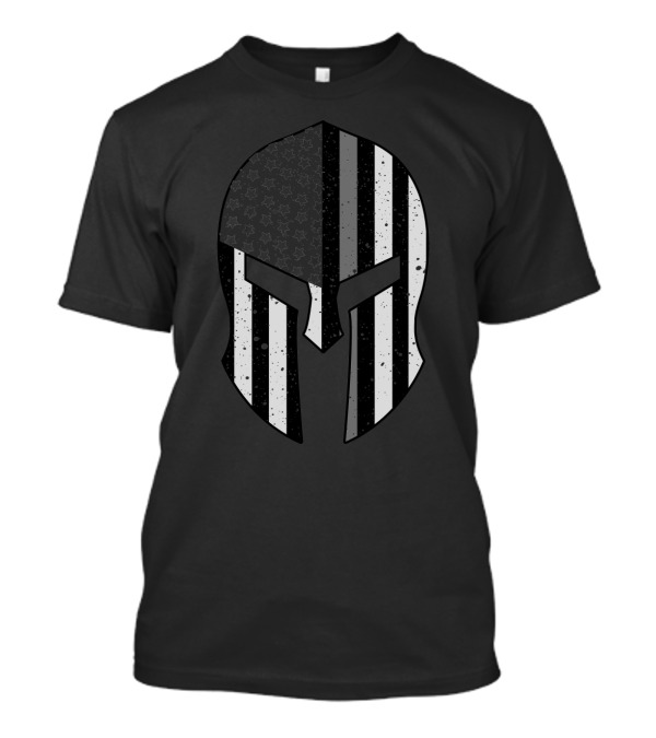USA Flag Warrior Helmet Thin Gray Line Corrections Officer T-Shirt