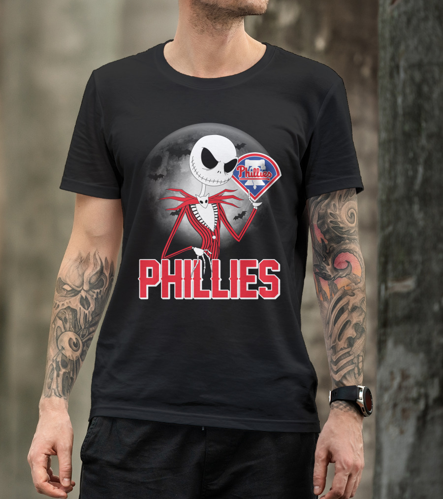 Phillies Halloween Moon Jack Skellington Crossover T-Shirt