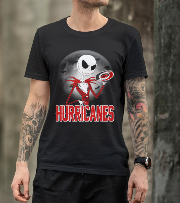 Jack Skellington Carolina Hurricanes Halloween Moon T-Shirt