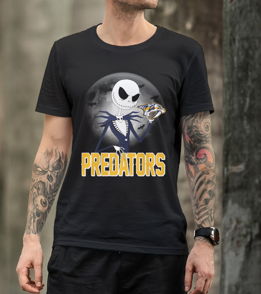 Jack Skellington Halloween Nashville Predators Moonlit T-Shirt