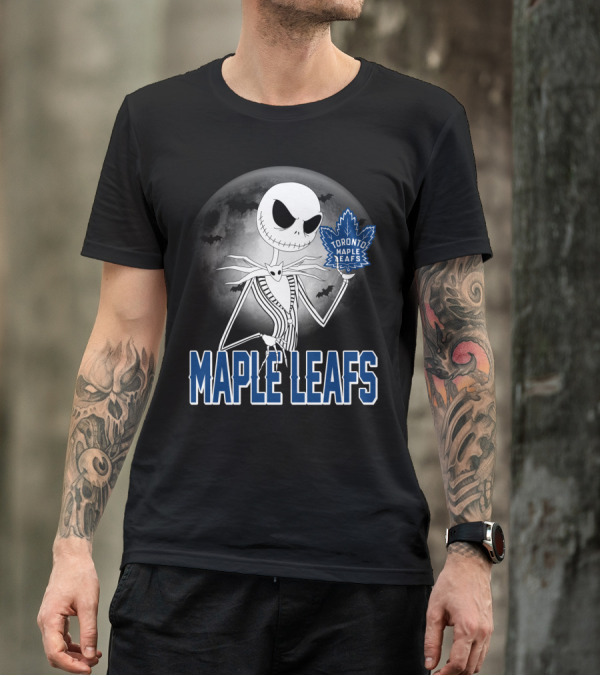 Toronto Maple Leafs Jack Skellington Halloween Moon T-Shirt