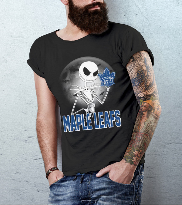 Toronto Maple Leafs Jack Skellington Halloween Moon T-Shirt