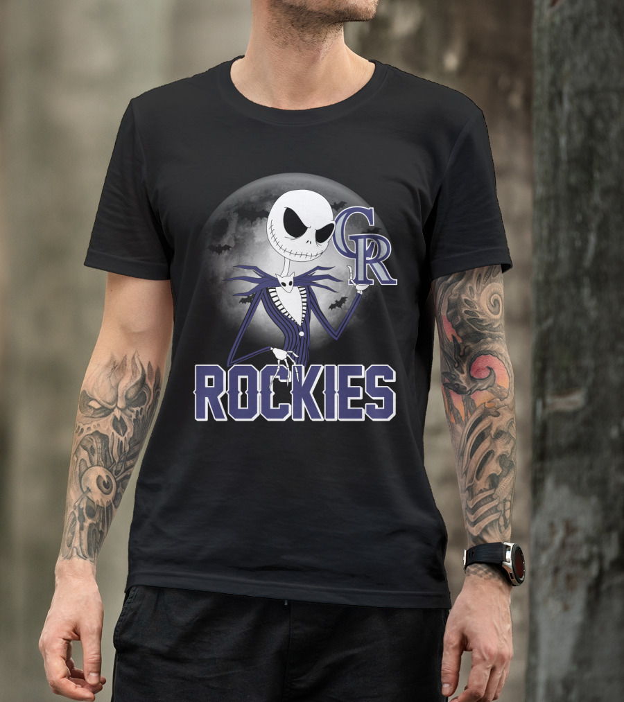 Jack Skellington Halloween Colorado Rockies Moon T-Shirt