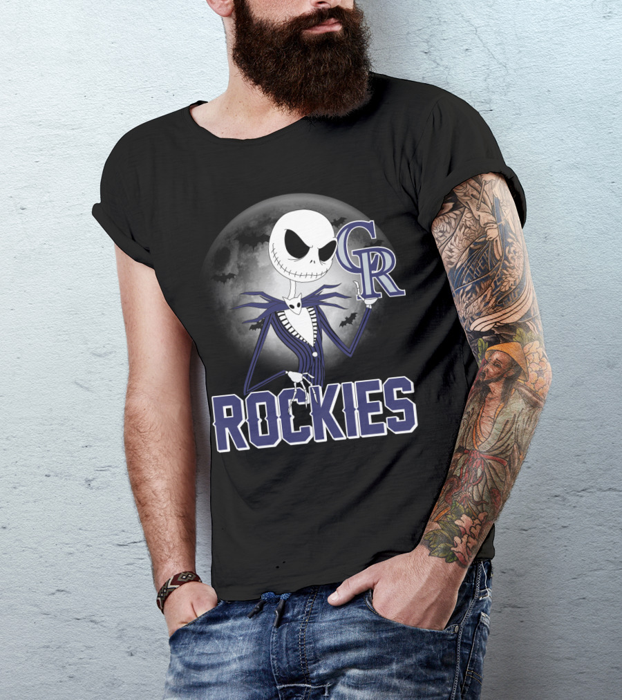 Jack Skellington Halloween Colorado Rockies Moon T-Shirt