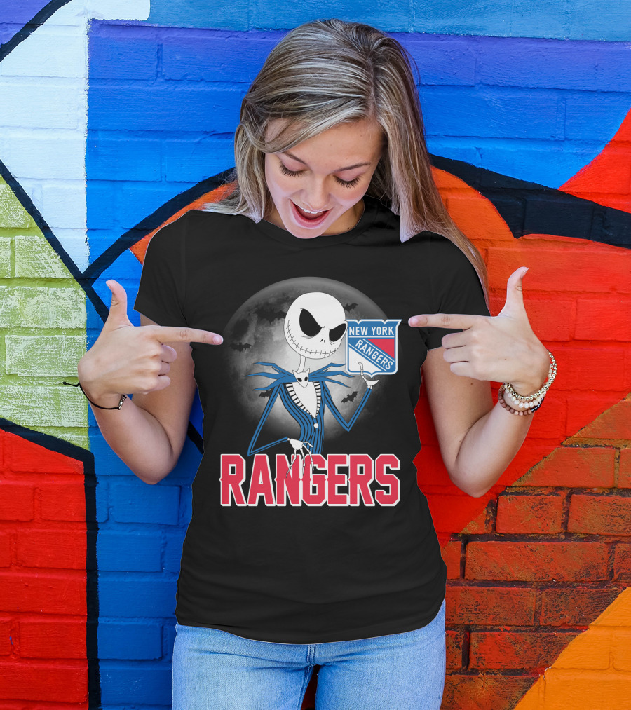Jack Skellington New York Rangers Halloween Moon T-Shirt