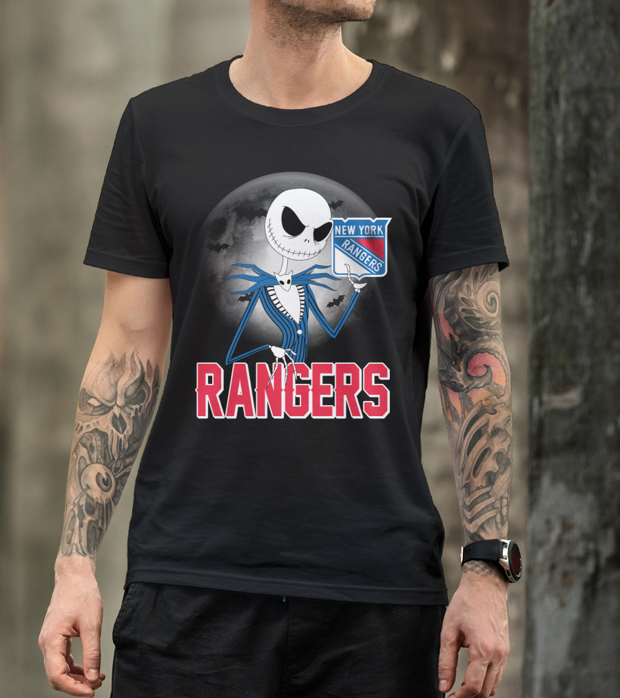 Jack Skellington New York Rangers Halloween Moon T-Shirt