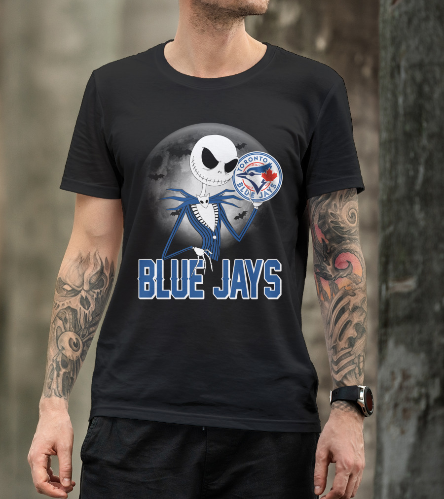 Jack Skellington Toronto Blue Jays Halloween Moon Bats T-Shirt