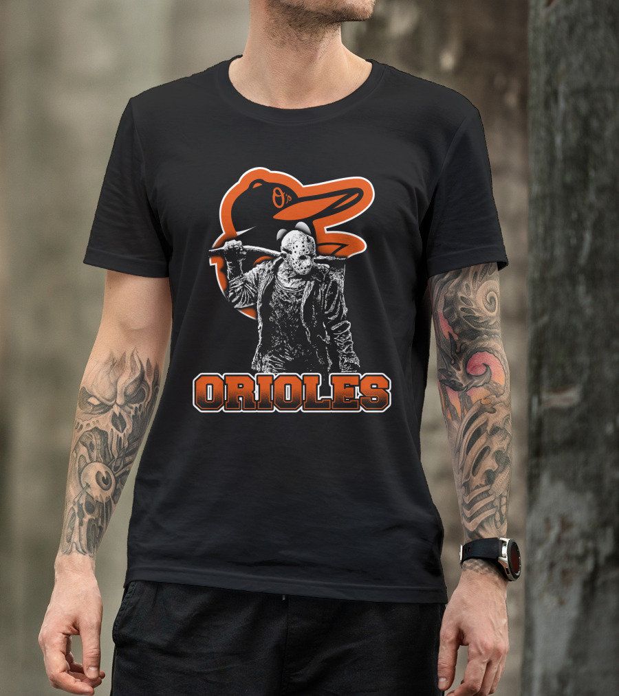 Baltimore Orioles Jason Voorhees Crossover With Iconic Orioles Bird T-Shirt