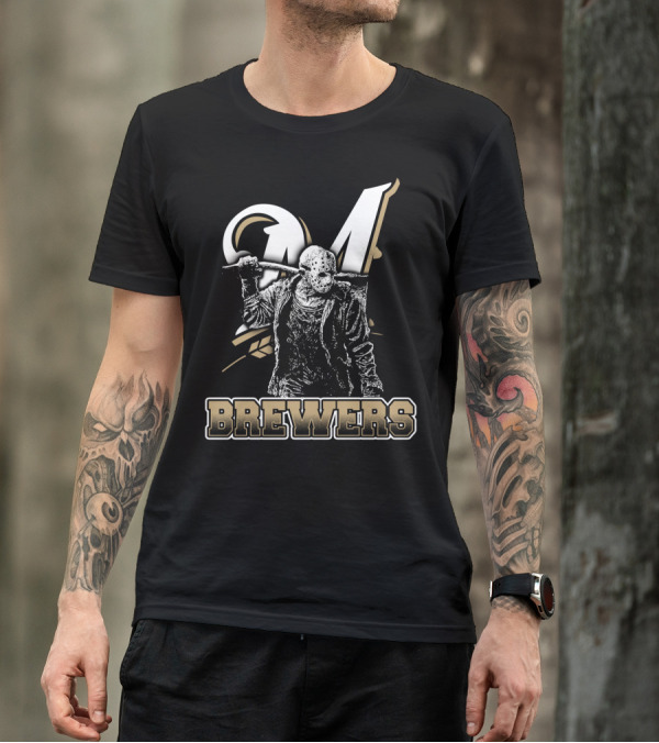 Mashup Of Jason Voorhees With Milwaukee Brewers Fans Aesthetic T-Shirt