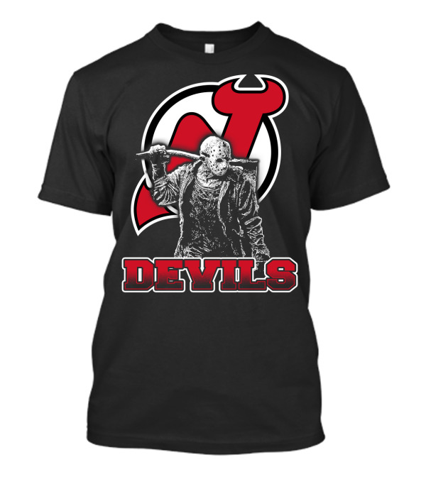 Voorhees New Jersey Devils Fan Mashup With Iconic Mask And Hockey T-Shirt