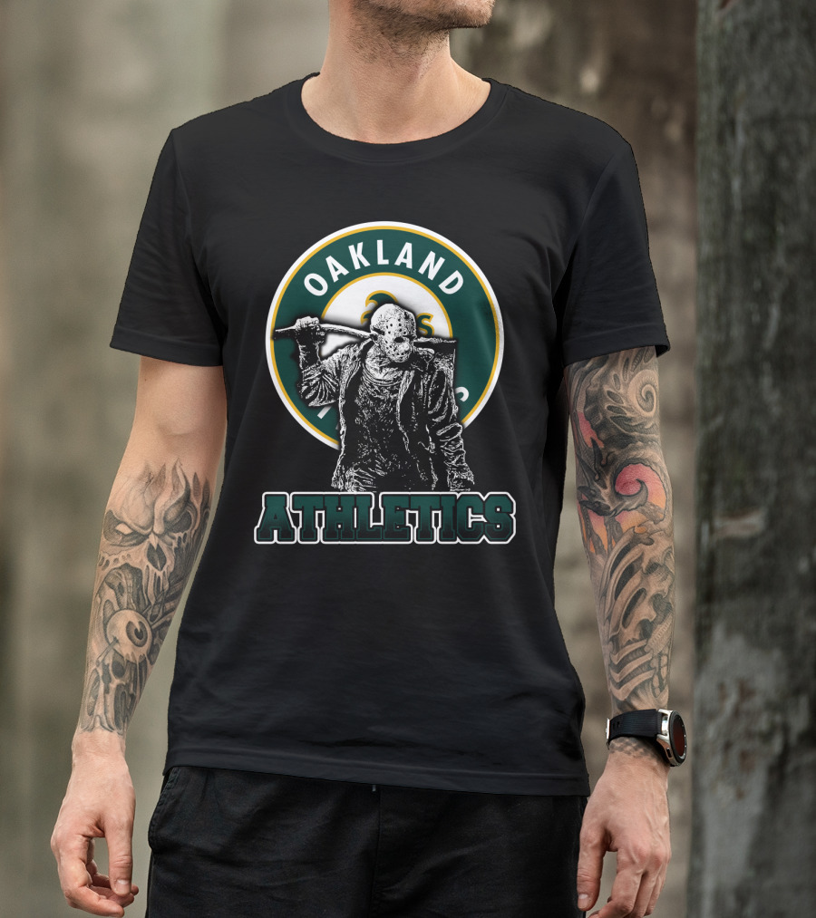 Oakland Athletics And Jason Voorhees Crossover Logo Fan T-Shirt