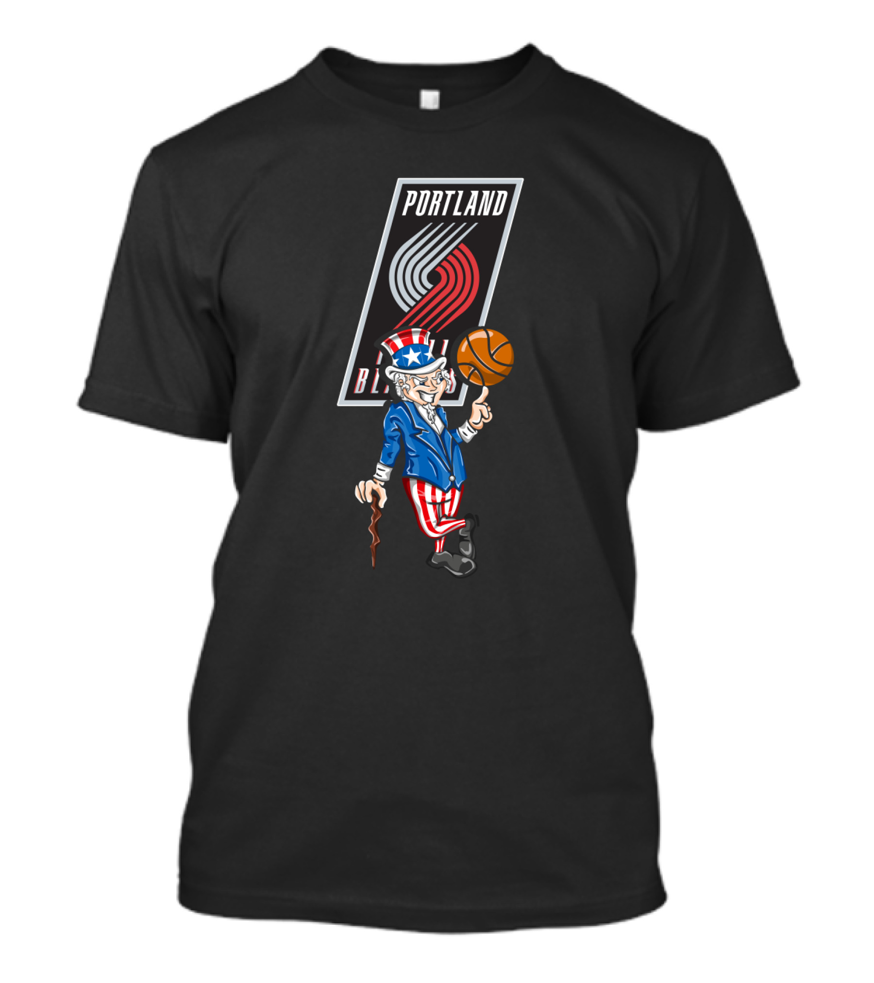 Portland Trail Blazers Uncle Sam 4th Of July Basketball T-Shirt