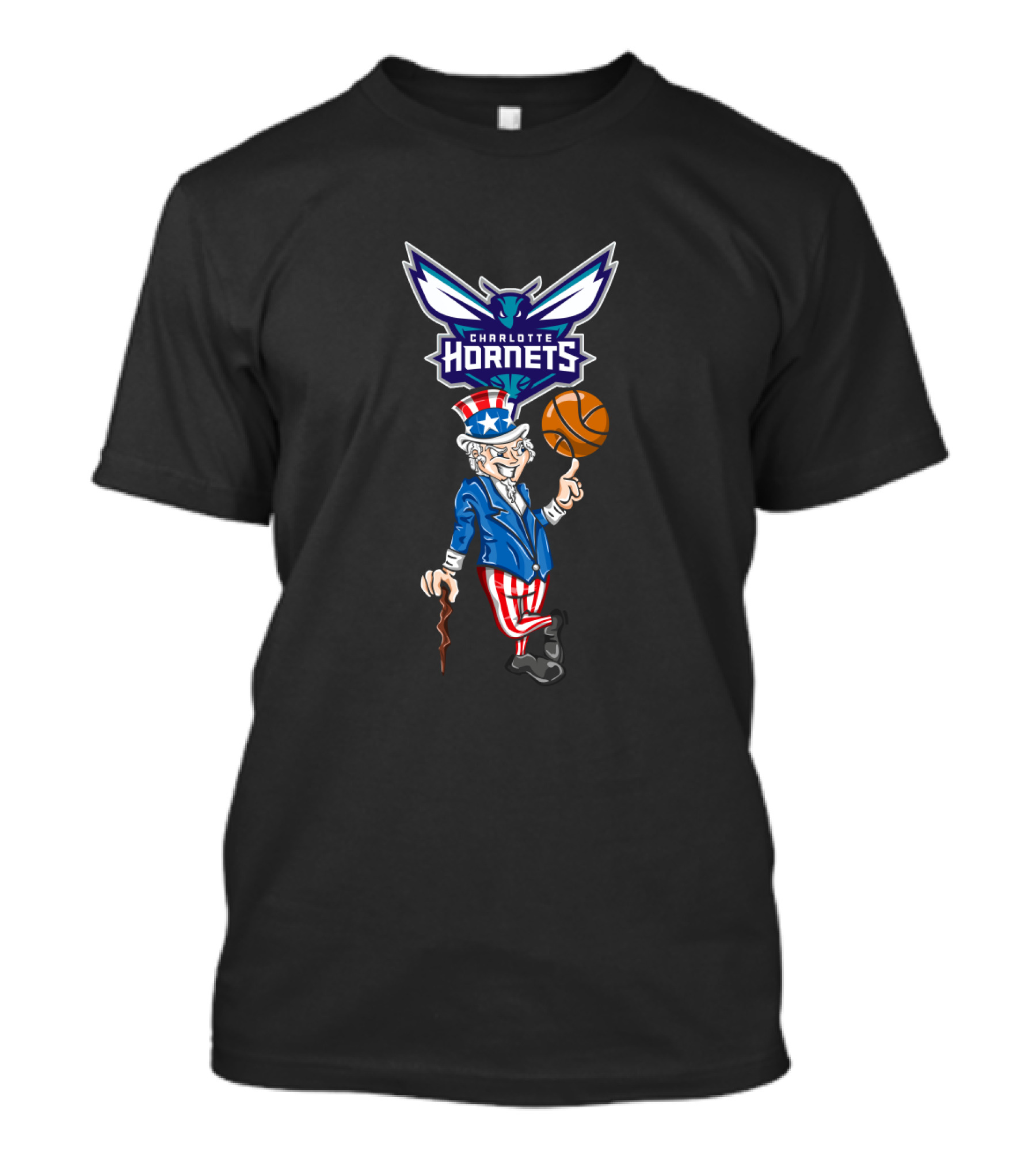 4th July Charlotte Hornets Uncle Sam Basketball T-Shirt