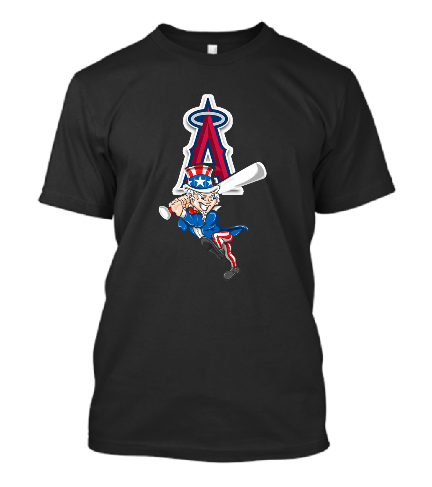 Los Angeles Angels Uncle Sam Baseball Bat Illustration 4th July T-Shirt