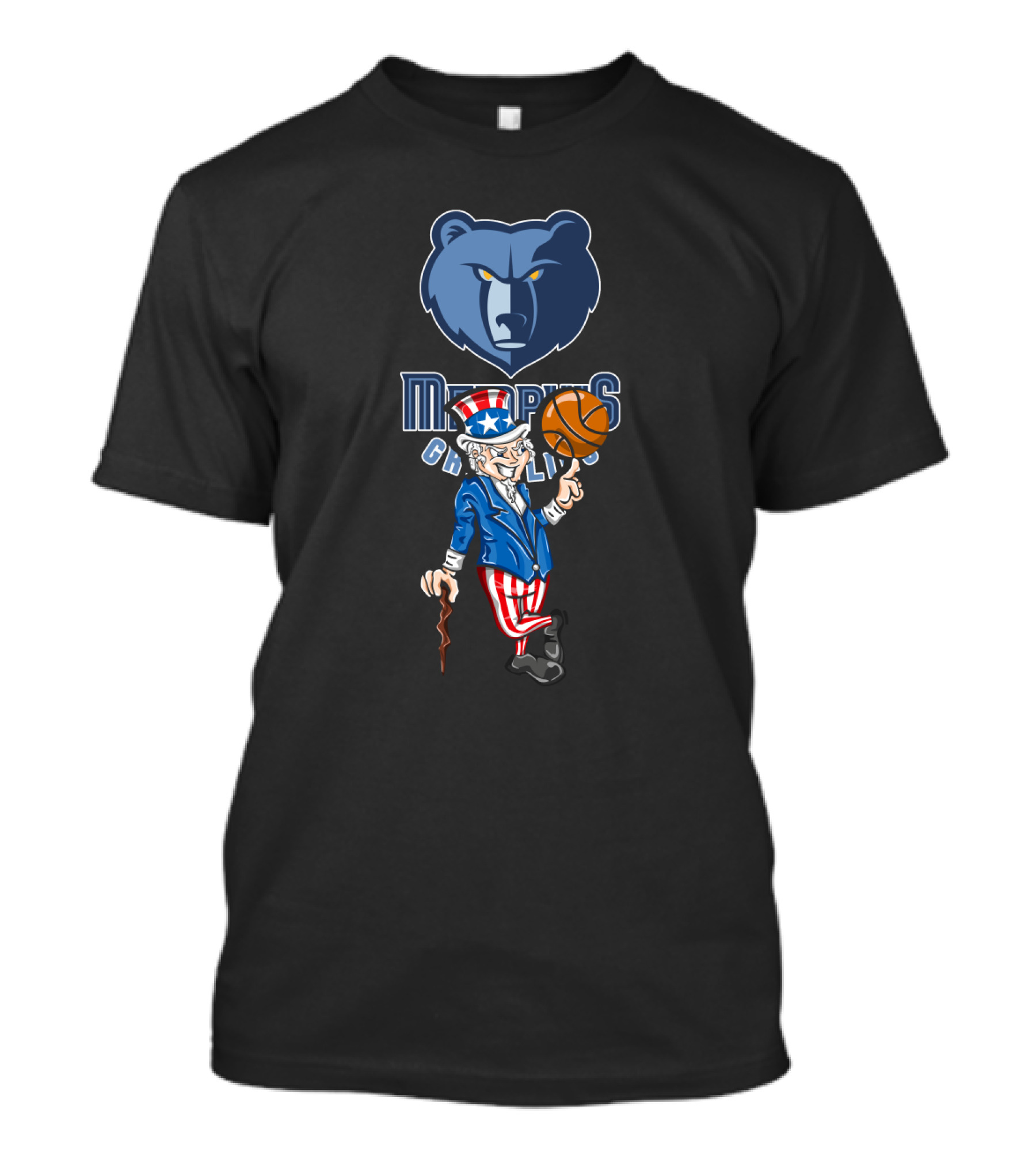 Memphis Grizzlies Uncle Sam 4th July Basketball Bear T-Shirt