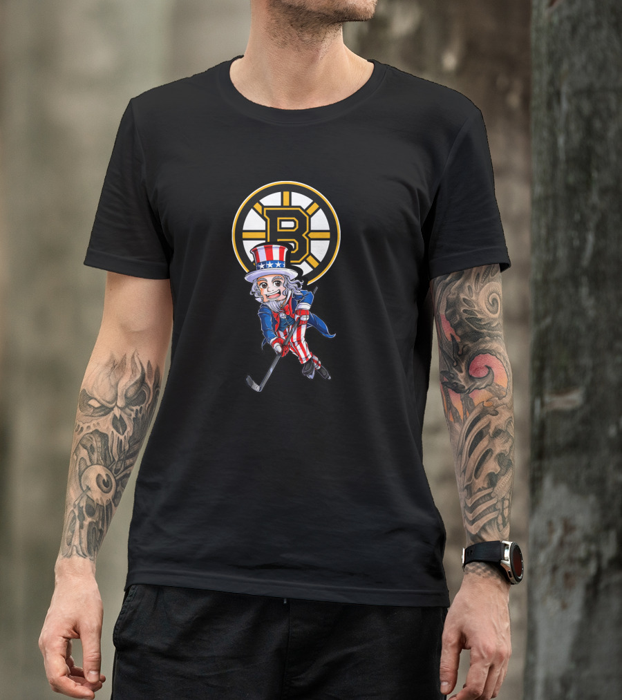 Uncle Sam Boston Bruins Hockey Patriotic 4Th Of July Fans T-Shirt