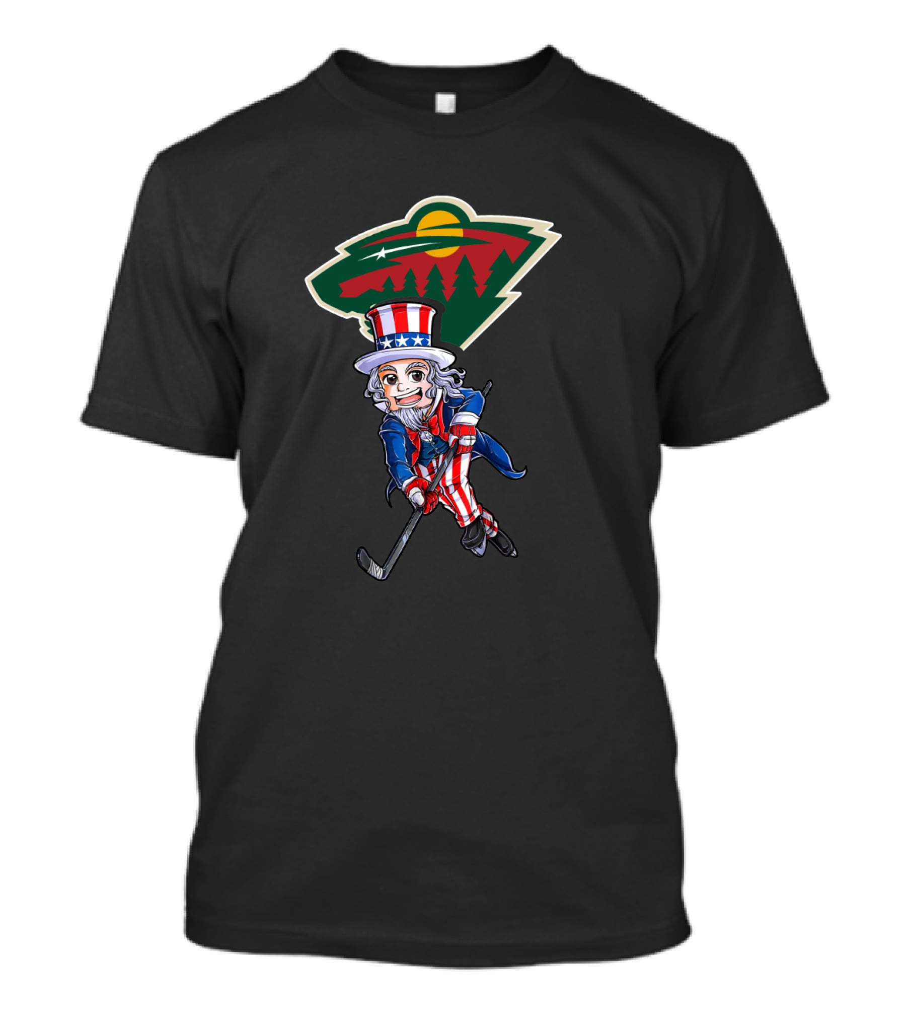 Uncle Sam Hockey With Minnesota Wild For 4Th Of July T-Shirt