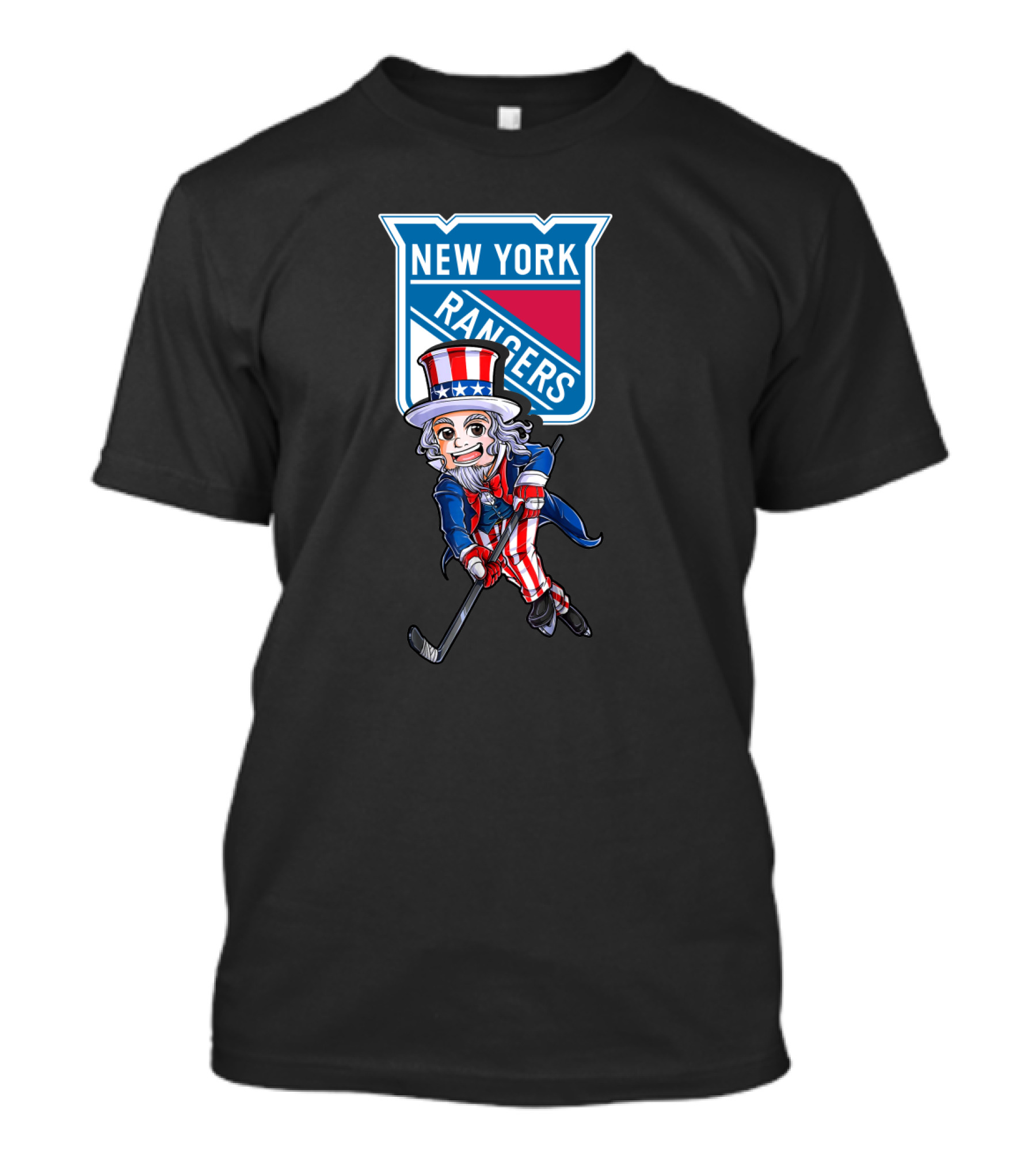 Uncle Sam Playing Hockey New York Rangers 4th Of July T-Shirt