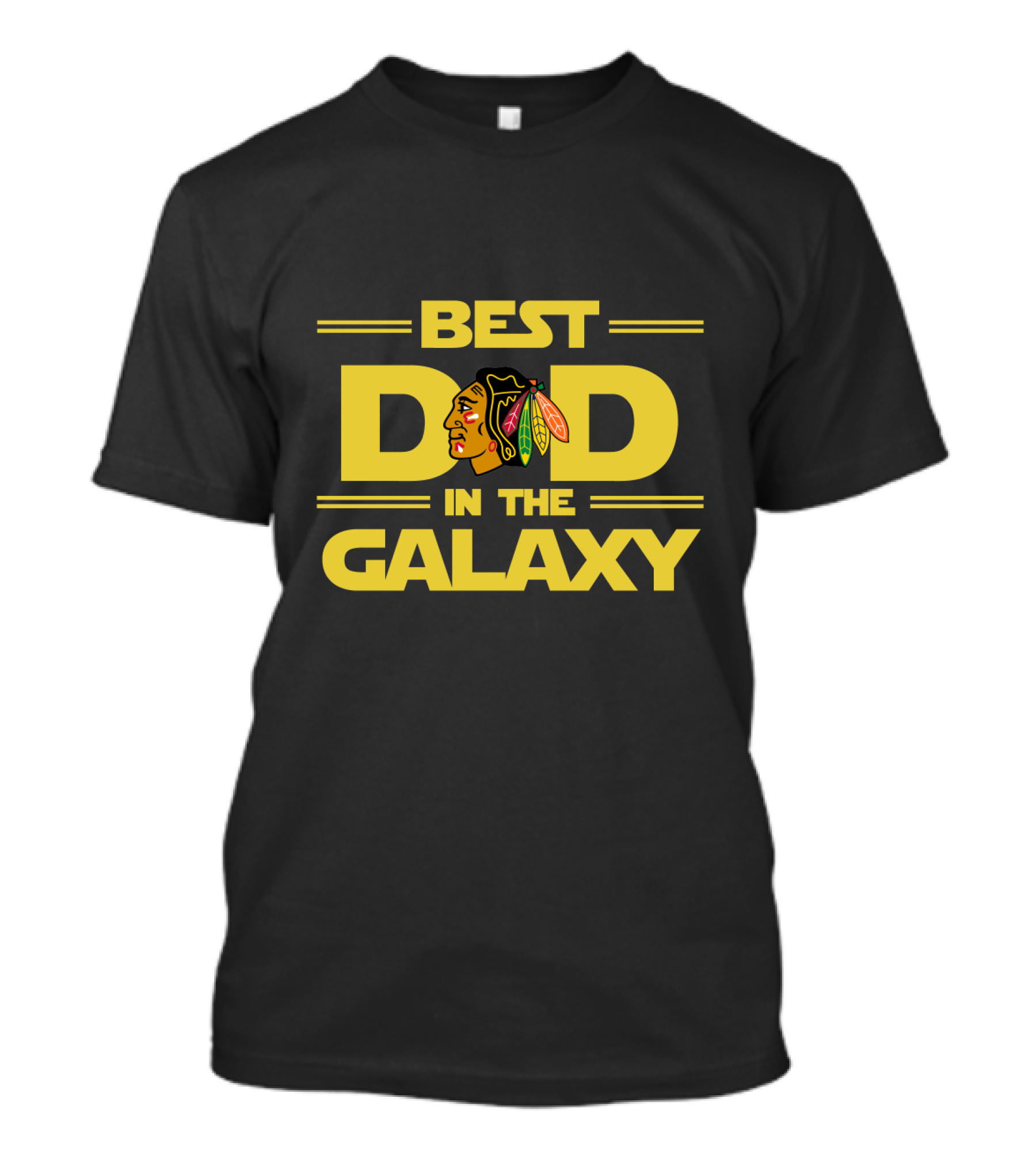 Best Dad In The Galaxy Chicago Blackhawks Fan Tribute T-Shirt