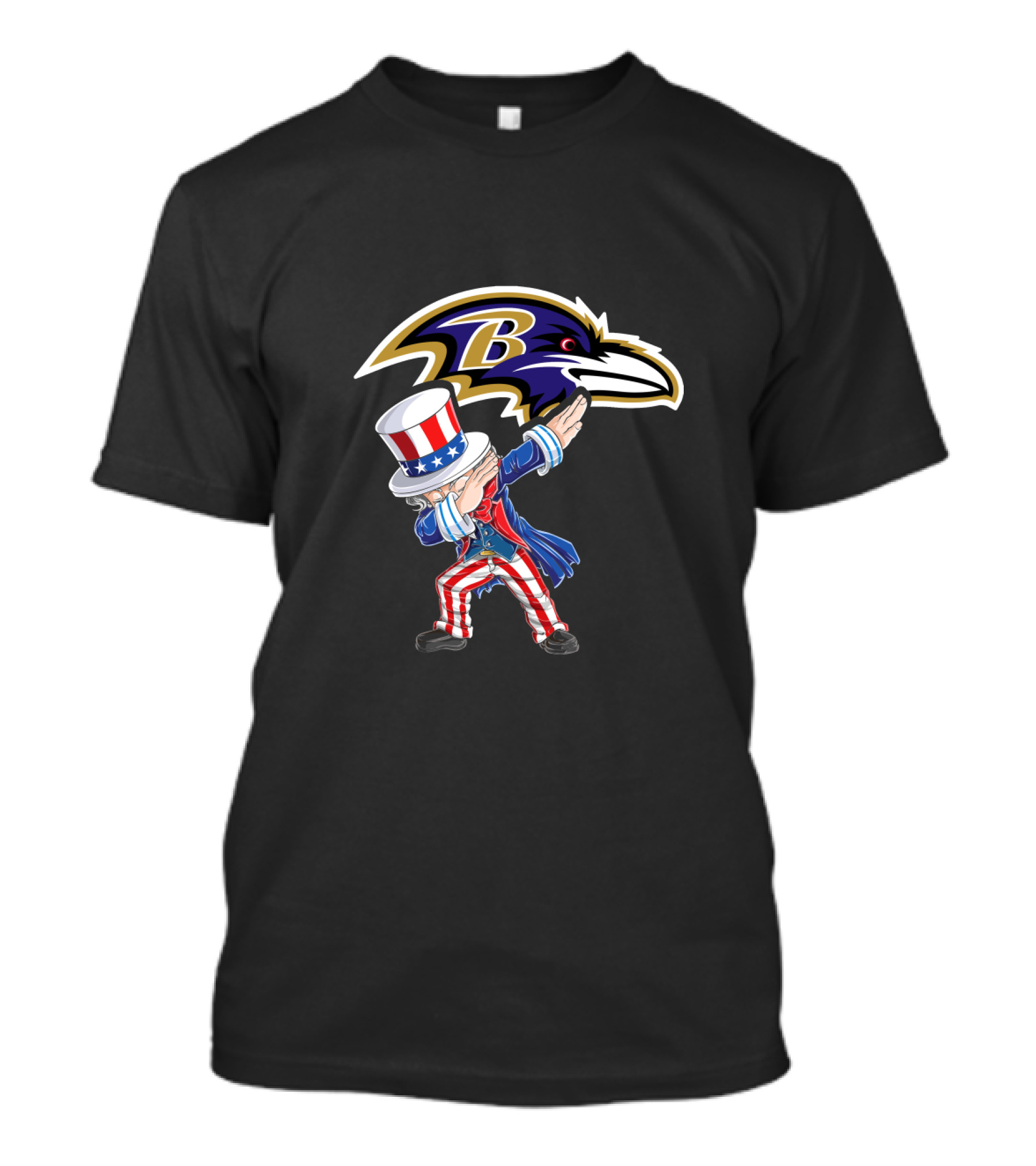 Uncle Sam Dabbing Ravens 4th July Celebration Baltimore Ravens Fan Graphics T-Shirt