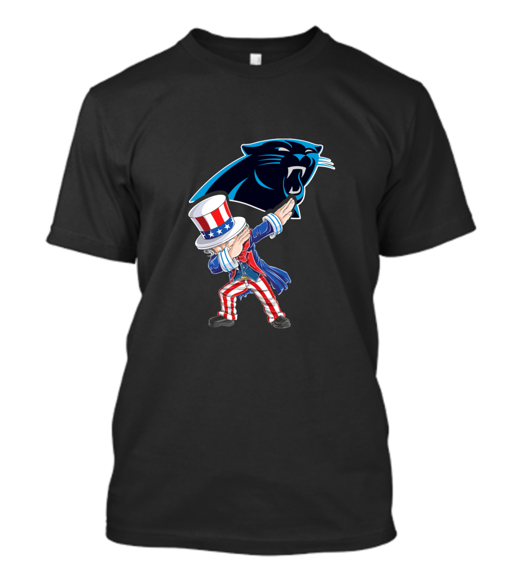 Uncle Sam Dabbing 4th July With Carolina Panthers T-Shirt