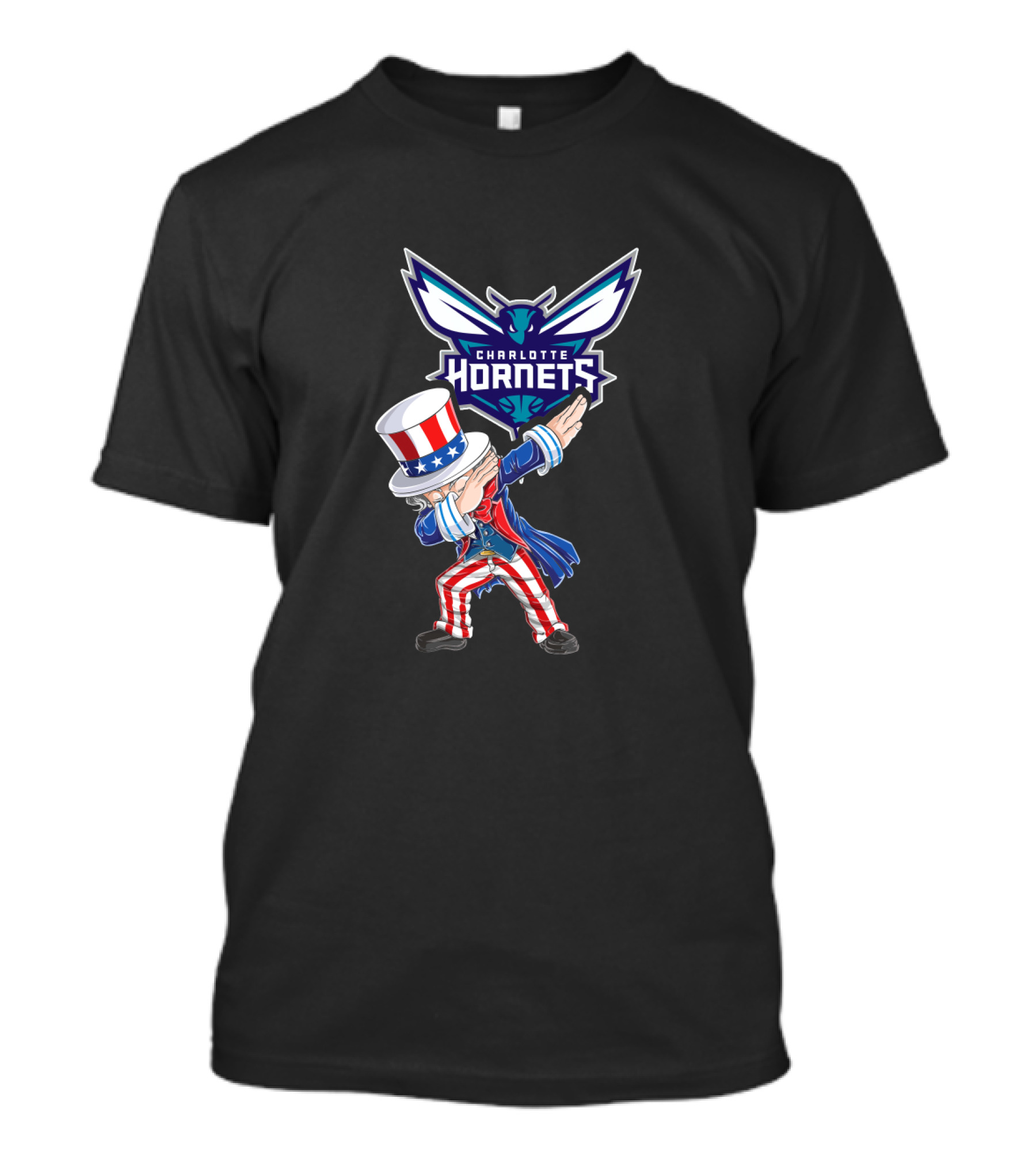 Uncle Sam Dabbing With Charlotte Hornets Logo For 4th Of July T-Shirt