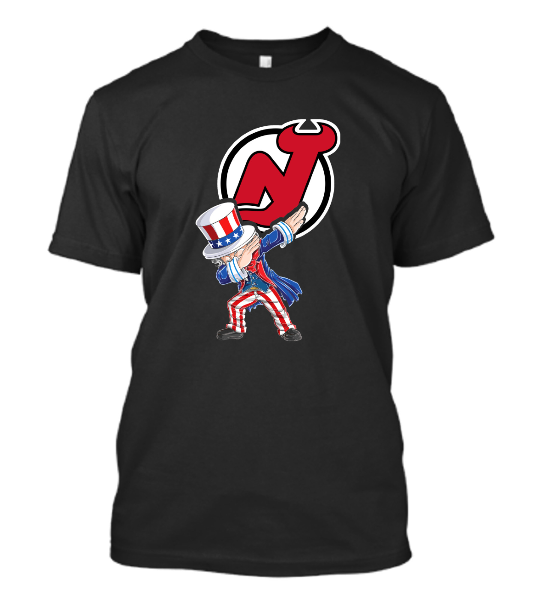 Uncle Sam Dabbing NJ Devils Patriotic 4th Of July T-Shirt