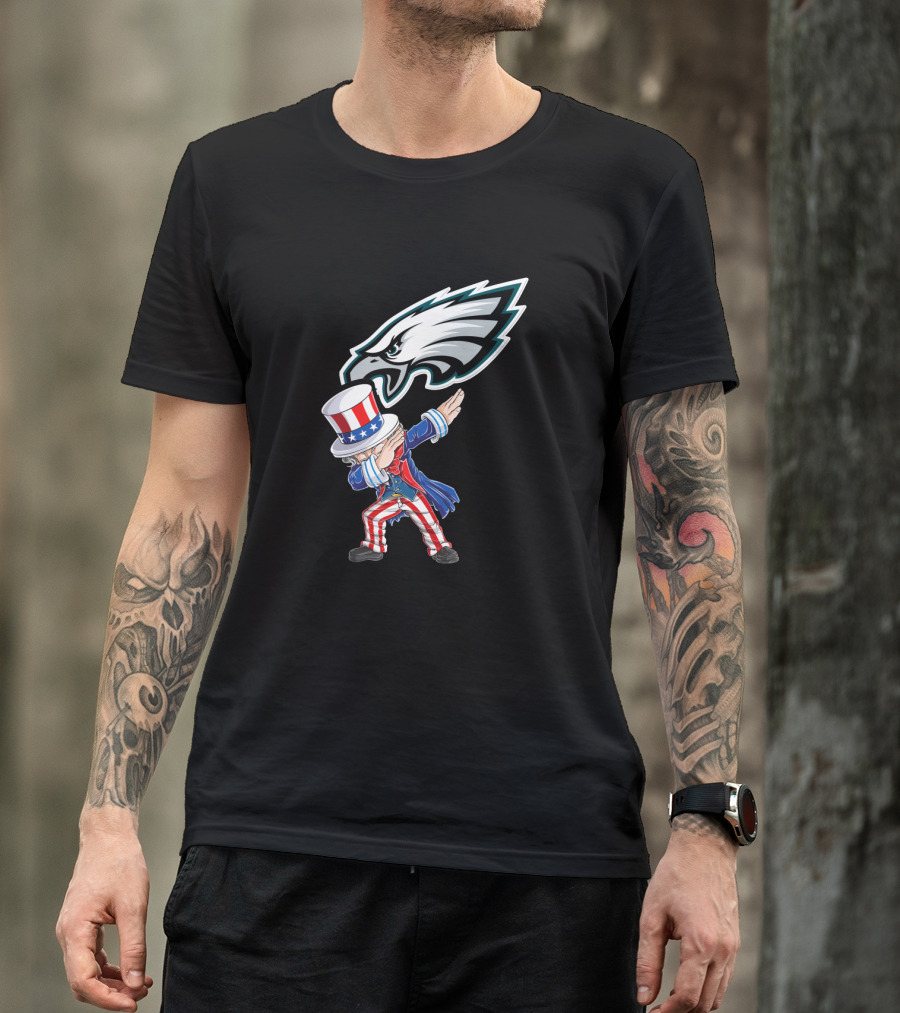 Uncle Sam Dabbing Philadelphia Eagles 4th Of July T-Shirt