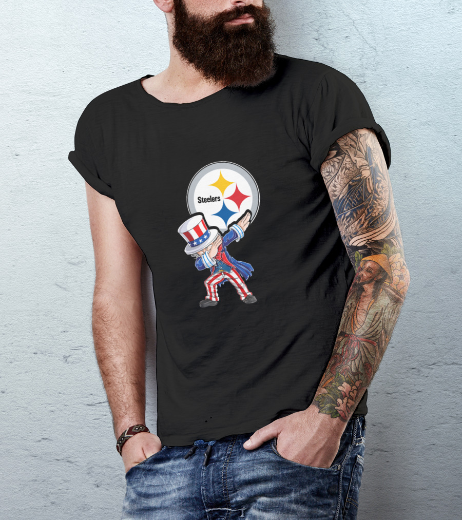 Uncle Sam Dabbing Steelers July 4Th Fan Gear T-Shirt