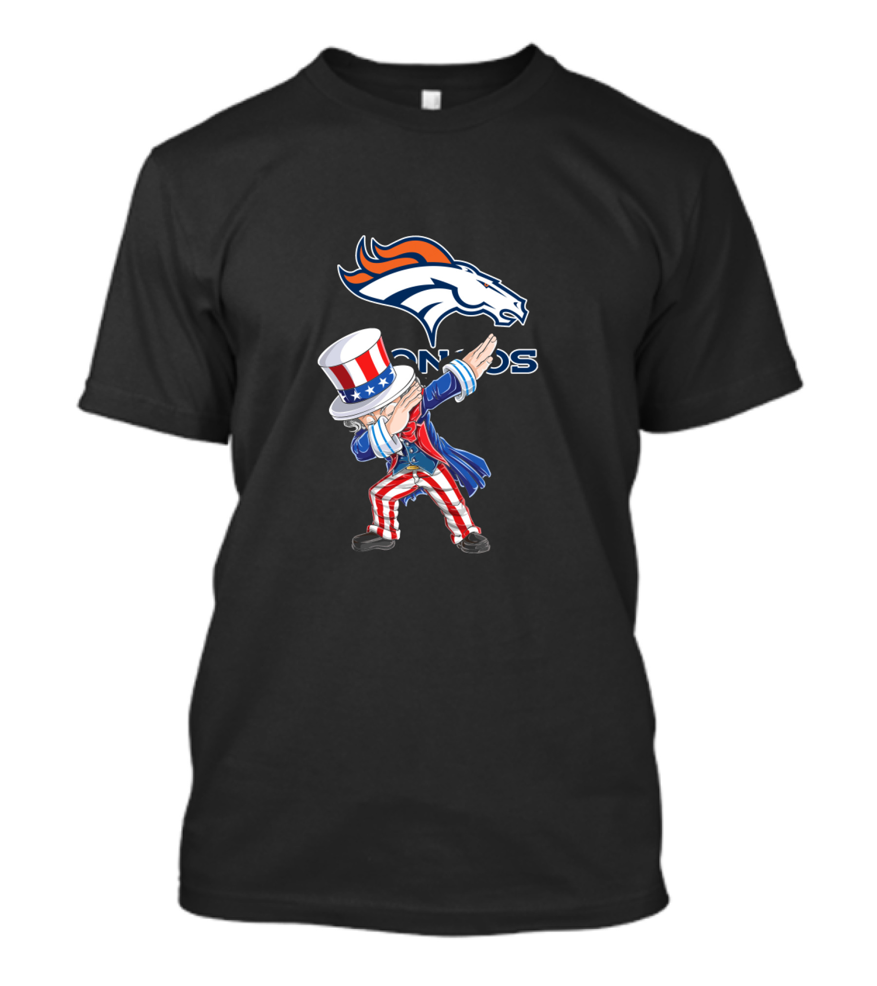 Uncle Sam Dabbing Denver Broncos 4th Of July Fans Patriotic T-Shirt