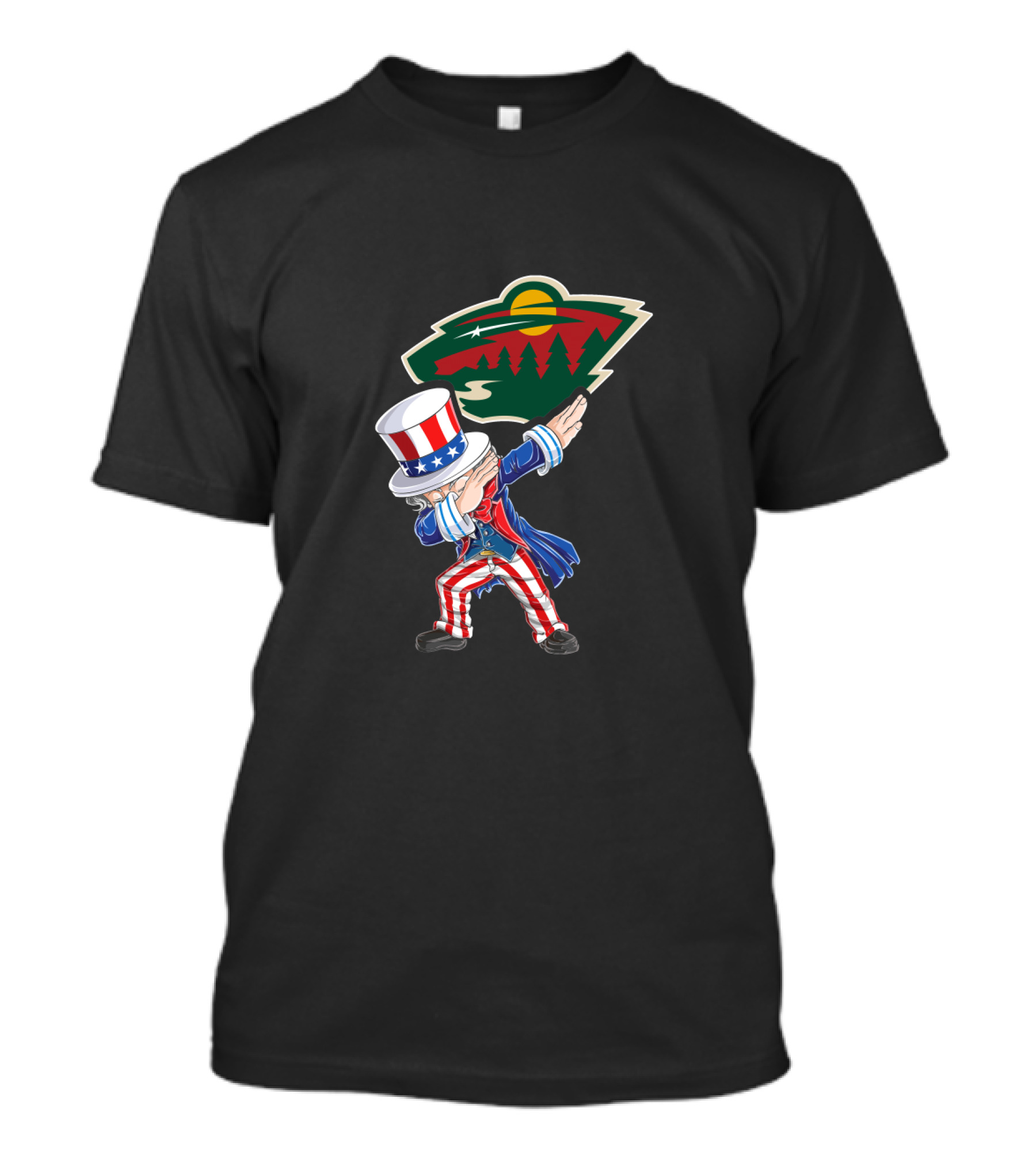 Uncle Sam Dabbing Celebrates 4th Of July With Minnesota Wild Hockey Fans T-Shirt