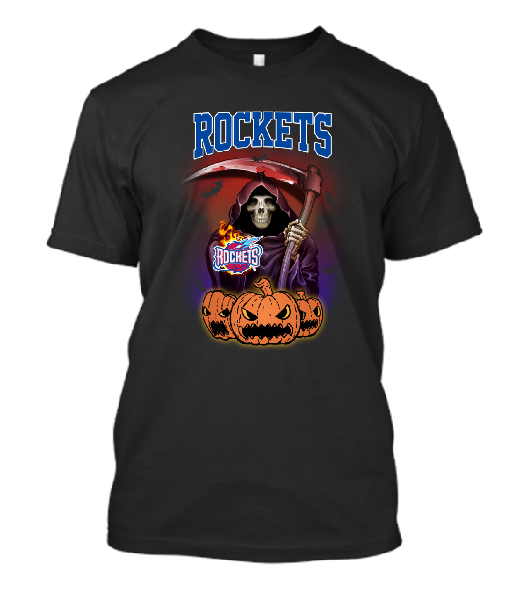 Houston Rockets Reaper Halloween Pumpkin Basketball T-Shirt