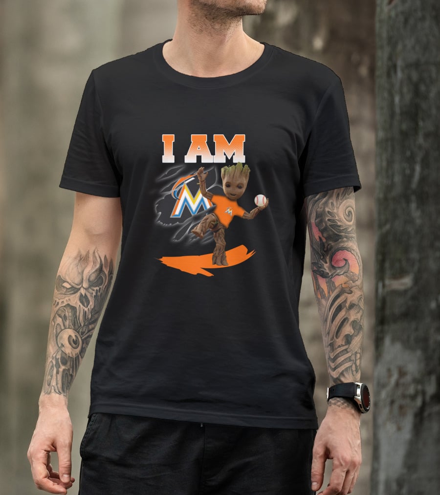 I Am Miami Marlins Groot Baseball Fan Character T-Shirt
