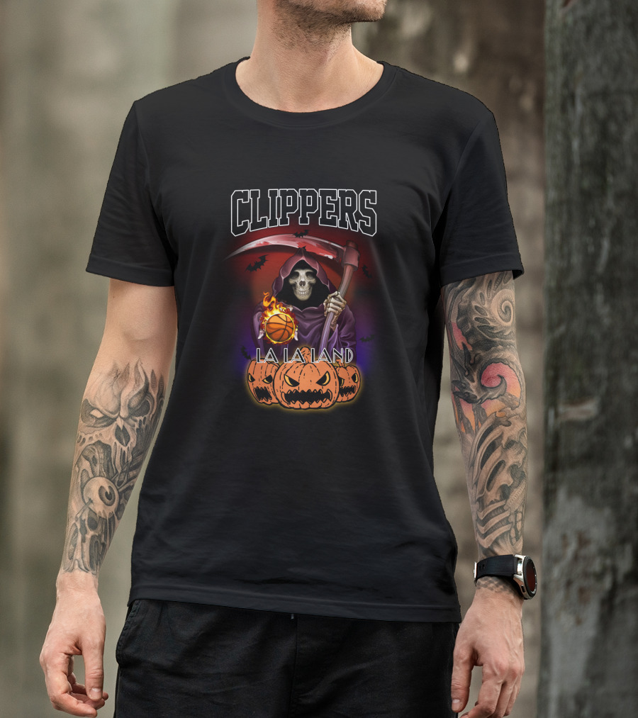Clippers Halloween Reaper La La Land Basketball T-Shirt