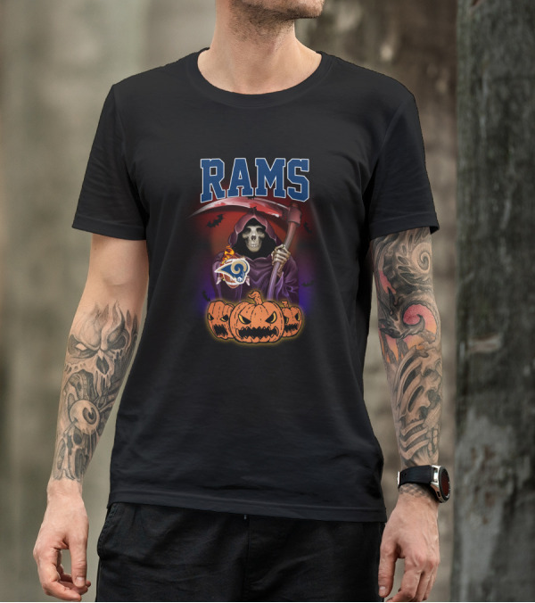 Los Angeles Rams Grim Reaper Halloween Pumpkins T-Shirt