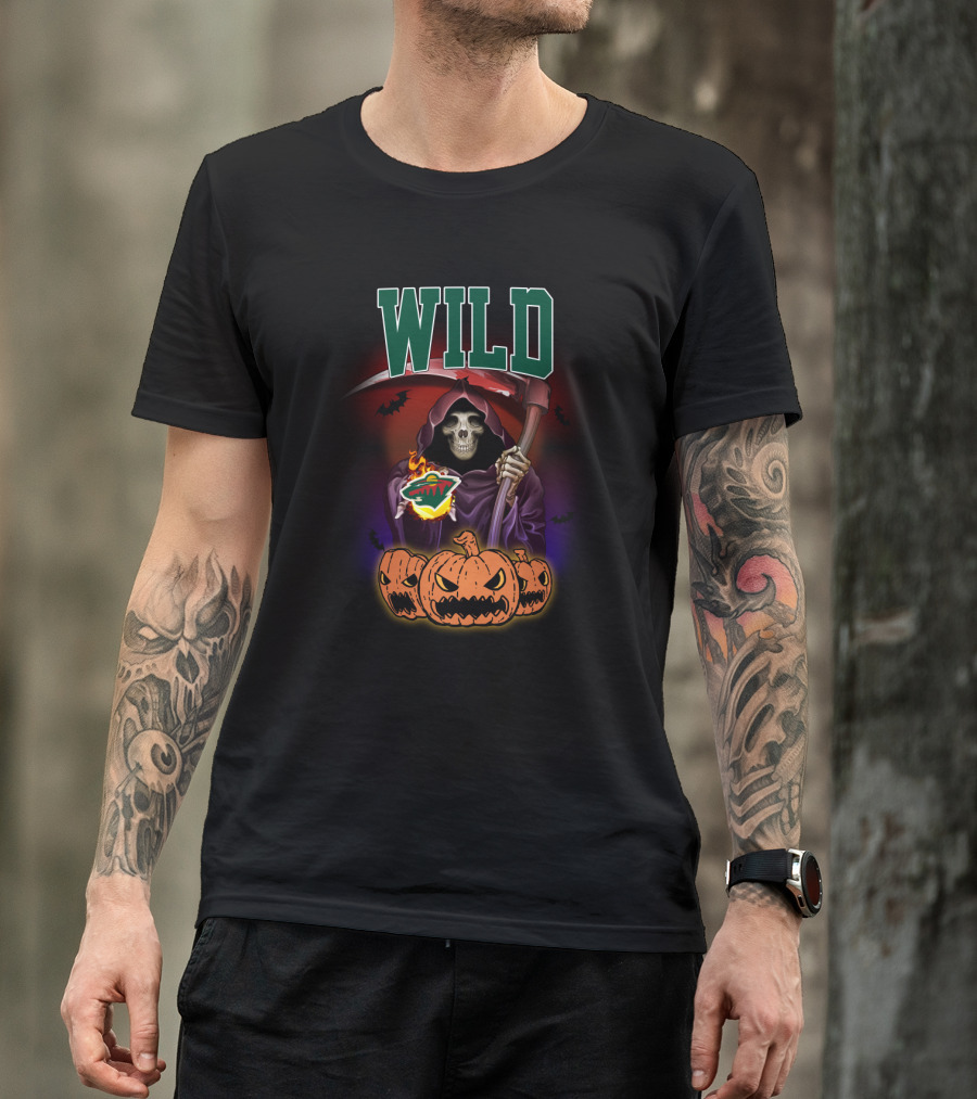 Wild Reaper Halloween Pumpkins Skulls Minnesota Concepts T-Shirt