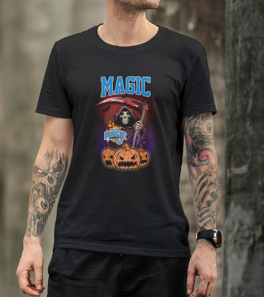 Orlando Magic Grim Reaper Halloween Pumpkins T-Shirt