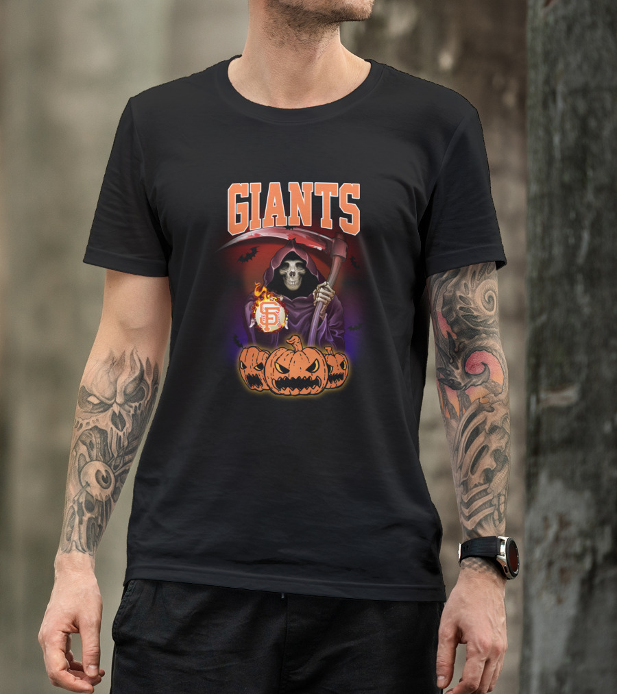 San Francisco Giants Grim Reaper Halloween Baseball Pumpkin T-Shirt